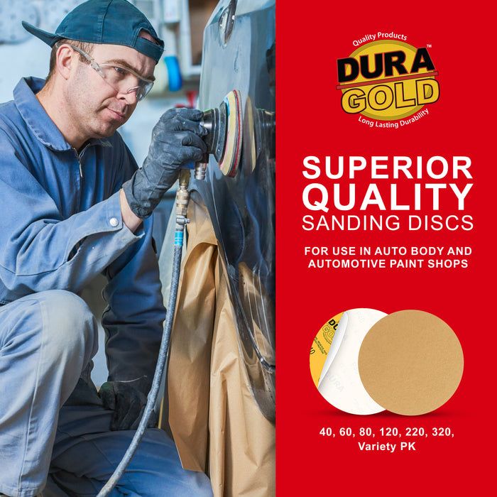 40 Grit - 8" Gold PSA Self Adhesive Stickyback Sanding Discs for DA Sanders - Box of 10