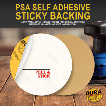 80 Grit - 8" Gold PSA Self Adhesive Stickyback Sanding Discs for DA Sanders - Box of 10