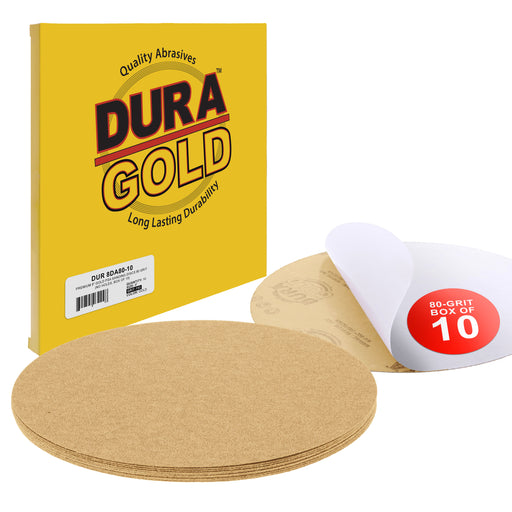 80 Grit - 8" Gold PSA Self Adhesive Stickyback Sanding Discs for DA Sanders - Box of 10