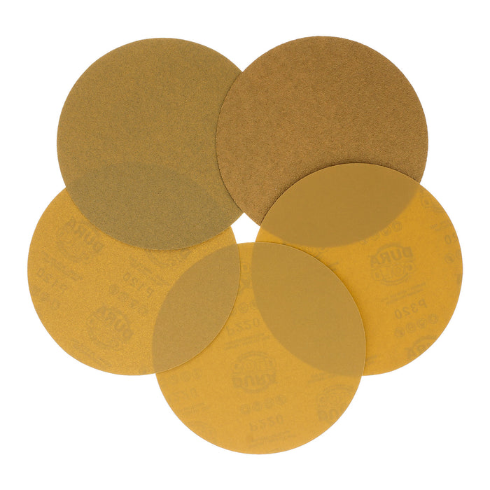 Variety Grit Pack - (40,80,120,220,320) - 8" Gold PSA Self Adhesive Stickyback Sanding Discs for DA Sanders - Box of 10