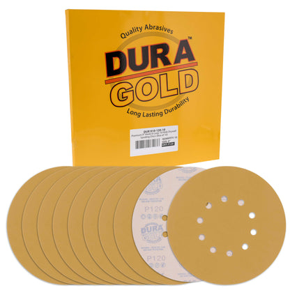 Premium 9" Drywall Sanding Discs - 120 Grit (Box of 10) - 10 Hole Pattern Hook & Loop Aluminum Oxide Sandpaper - For Power Sander, Sand Wood