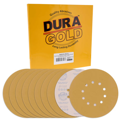 Premium 9" Drywall Sanding Discs - 180 Grit (Box of 10) - 10 Hole Pattern Hook & Loop Aluminum Oxide Sandpaper - For Power Sander, Sand Wood