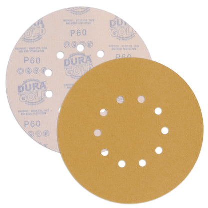 Premium 9" Drywall Sanding Discs - 60 Grit (Box of 8) - 10 Hole Pattern Hook & Loop Aluminum Oxide Sandpaper - For Power Sander, Sand Wood