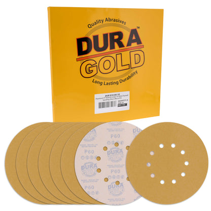 Premium 9" Drywall Sanding Discs - 60 Grit (Box of 8) - 10 Hole Pattern Hook & Loop Aluminum Oxide Sandpaper - For Power Sander, Sand Wood