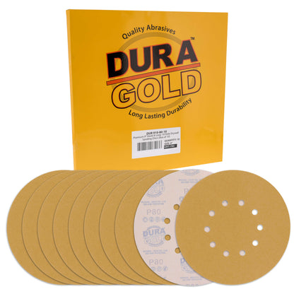 Premium 9" Drywall Sanding Discs - 80 Grit (Box of 10) - 10 Hole Pattern Hook & Loop Aluminum Oxide Sandpaper - For Power Sander, Sand Wood