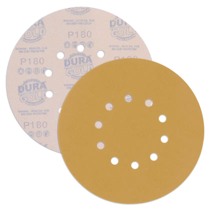 Premium 9" Drywall 10 Hole Pattern Sanding Discs Variety Pack - 60, 80, 120, 180, 240 Grit (2 Discs Each, 10 Total), Hook & Loop Sandpaper