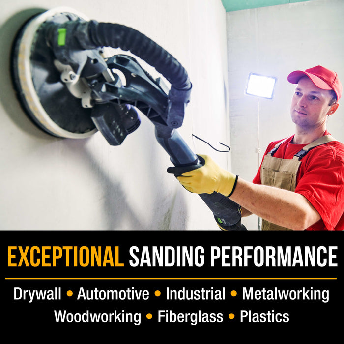 Dura-Gold Premium 9" Drywall Sanding Discs - 180 Grit (Box of 10) - 8 Hole Pattern Hook & Loop Aluminum Oxide Sandpaper - For Power Sander, Sand Wood