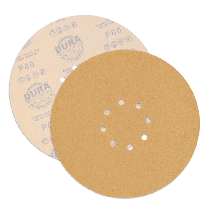 Dura-Gold Premium 9" Drywall Sanding Discs - 60 Grit (Box of 8) - 8 Hole Pattern Hook & Loop Aluminum Oxide Sandpaper - For Power Sander, Sand Wood