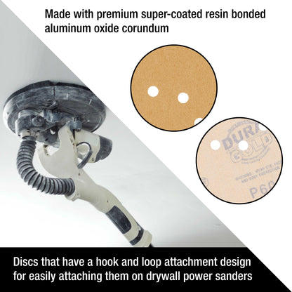 Premium 9" Drywall Sanding Discs - 60 Grit (Box of 8) - 8 Hole Pattern Hook & Loop Aluminum Oxide Sandpaper - For Power Sander, Sand Wood