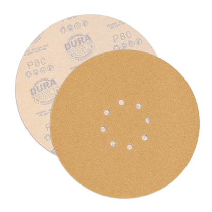 Premium 9" Drywall Sanding Discs - 80 Grit (Box of 10) - 8 Hole Pattern Hook & Loop Aluminum Oxide Sandpaper - For Power Sander, Sand Wood