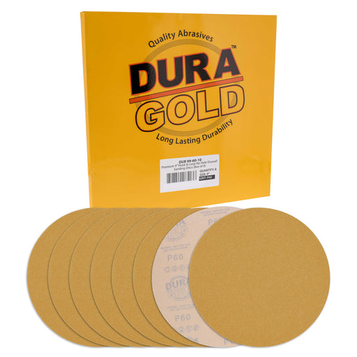 Dura-Gold Premium 9" Drywall Sanding Discs, 60 Grit (Box of 8), Sandpaper Discs with Hook & Loop Backing, Aluminum Oxide Abrasive, For Power Sanders
