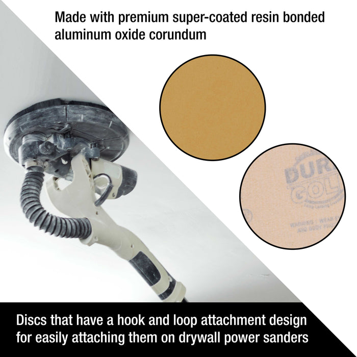 Dura-Gold Premium 9" Drywall Sanding Disc Variety Pack Box - 60, 80, 120, 180, 240 Grit (2 Discs Each, 10 Total), Hook & Loop Aluminum Oxide Sandpaper