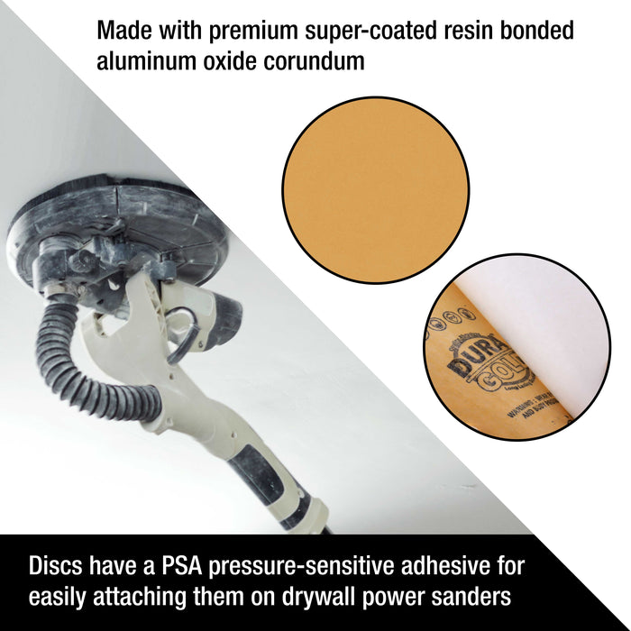 Dura-Gold Premium 9" PSA Drywall Sanding Discs - 180 Grit (Box of 10) - Self Adhesive Aluminum Oxide Abrasive Sandpaper - For Drywall Power Sander