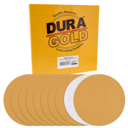 Dura-Gold Premium 9" PSA Drywall Sanding Discs - 240 Grit (Box of 10) - Self Adhesive Aluminum Oxide Abrasive Sandpaper - For Drywall Power Sander