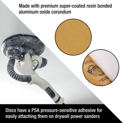 Premium 9" PSA Drywall Sanding Discs - 80 Grit (Box of 10) - Self Adhesive Aluminum Oxide Abrasive Sandpaper - For Drywall Power Sander