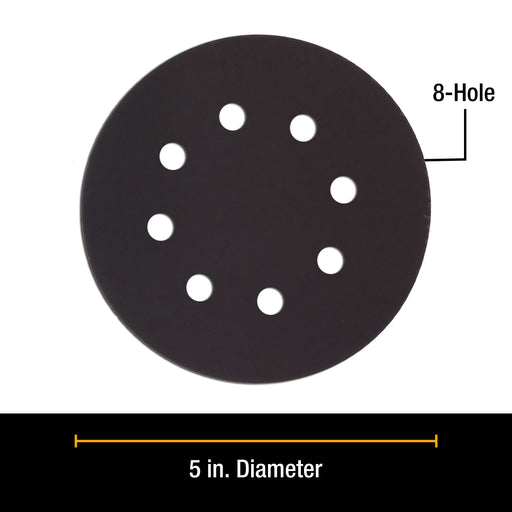 Premium 5" 8-Hole Wet or Dry Sanding Discs - 1200 Grit, Box of 50 - High-Performance Sandpaper Discs with Hook & Loop Backing, Fast Cutting Silicon Carbide, Color Sanding, Car Auto Polishing