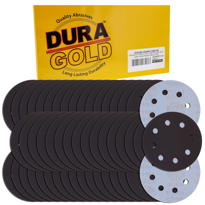 5 Inch 8-Hole Sandpaper Discs For Orbital Sander - 40 To 800 Grit, Hook & Loop Backing