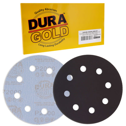 Premium 5" 8-Hole Wet or Dry Sanding Discs - 2000 Grit, Box of 50 - High-Performance Sandpaper Discs with Hook & Loop Backing, Fast Cutting Silicon Carbide, Color Sanding, Car Auto Polishing