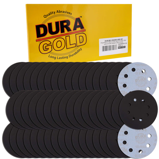 Premium 5" 8-Hole Wet or Dry Sanding Discs - 400 Grit, Box of 50 - High-Performance Sandpaper Discs with Hook & Loop Backing, Fast Cutting Silicon Carbide, Color Sanding, Car Auto Polishing