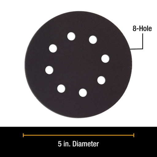 Premium 5" 8-Hole Wet or Dry Sanding Discs - 600 Grit, Box of 50 - High-Performance Sandpaper Discs with Hook & Loop Backing, Fast Cutting Silicon Carbide, Color Sanding, Car Auto Polishing