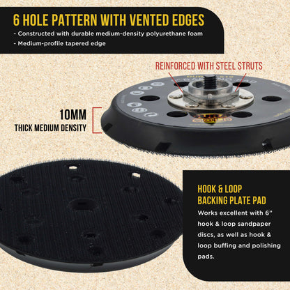 5" Bolt-On Hook & Loop DA Polisher Sander Backing Plate Pad - Replacement Pad, Fits P9519 &  EP-503 Dual-Action Polisher Sanders