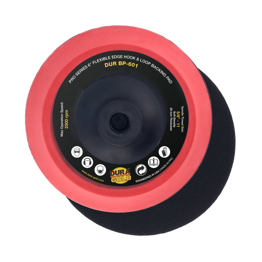 Pro Series 6" Super Soft Flexible Edge Polishing Buffing Hook and Loop Backing Pad, 5/8" - 11 Threads - Rotary Polisher Buffer Backup Pad
