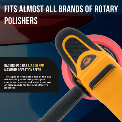 Pro Series 6" Super Soft Flexible Edge Polishing Buffing Hook and Loop Backing Pad, 5/8" - 11 Threads - Rotary Polisher Buffer Backup Pad