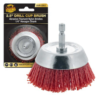 2.5" Abrasive Filament Nylon Bristle Cup Brush - 1/4" Hex Drill Shank Arbor, Coarse Grit Angle Grinder Brush for Truck Bed Liner Surface Prep, Sanding, Scuffing, Rust & Paint Removal