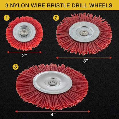 6 Piece Abrasive Filament Nylon Bristle Cup Brush Set - 1/4" Hex Drill Shank Arbor, Coarse Grit Angle Grinder Brush for Truck Bed Liner Surface Prep, Sanding, Scuffing, Rust & Paint Removal