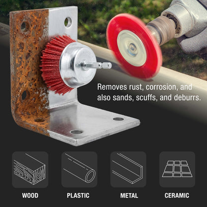 6 Piece Abrasive Filament Nylon Bristle Cup Brush Set - 1/4" Hex Drill Shank Arbor, Coarse Grit Angle Grinder Brush for Truck Bed Liner Surface Prep, Sanding, Scuffing, Rust & Paint Removal