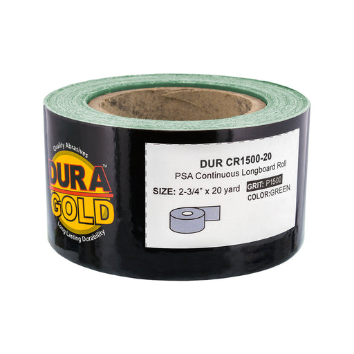 1500 Grit - Green Film - Longboard Continuous Roll PSA Stickyback Self Adhesive Sandpaper 20 Yards Long by 2-3/4" Wide