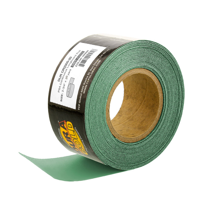 80 Grit Sticky Back Sandpaper Roll Dura-Gold Premium 2000 Grit Green Film PSA Longboard Sandpaper 20 Yard Long Continuous Roll, 2-3/4" Wide - Self Adhesive Sandpap Emery Cloth