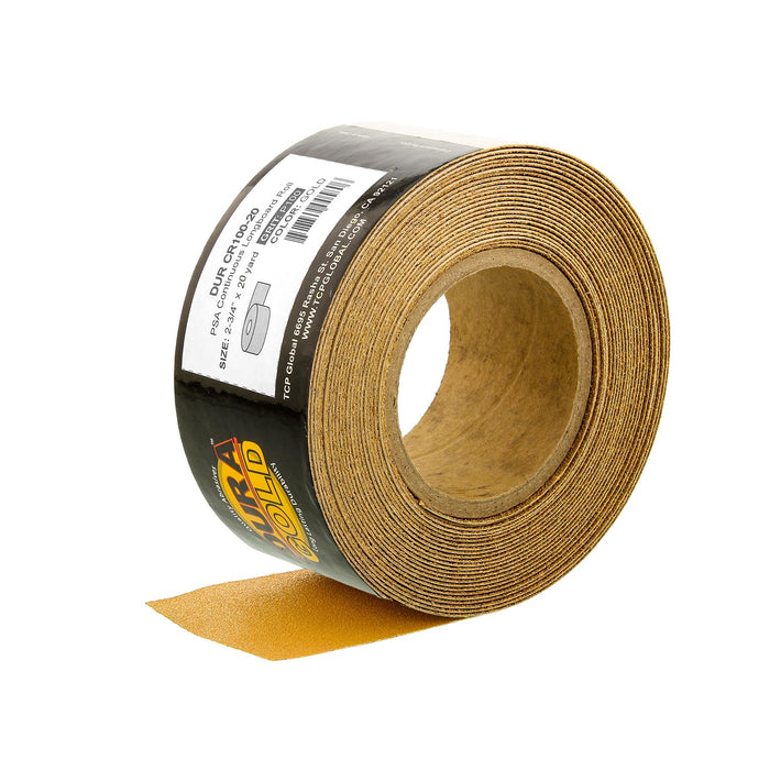 100 Grit Gold - Longboard Continuous Roll PSA Stickyback Self Adhesive Sandpaper 20 Yards Long by 2-3/4" Wide