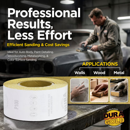 100 Grit Gold - Longboard Continuous Roll PSA Stickyback Self Adhesive Sandpaper 20 Yards Long by 2-3/4" Wide