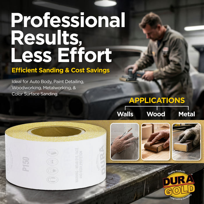 150 Grit Gold - Longboard Continuous Roll PSA Stickyback Self Adhesive Sandpaper 20 Yards Long by 2-3/4" Wide