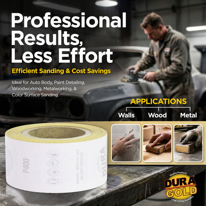 400 Grit Gold - Longboard Continuous Roll PSA Stickyback Self Adhesive Sandpaper 20 Yards Long by 2-3/4" Wide