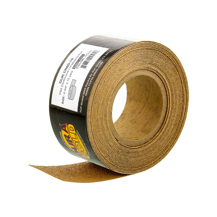 60 Grit Gold - Longboard Continuous Roll PSA Stickyback Self Adhesive Sandpaper 10 Yards Long by 2-3/4" Wide