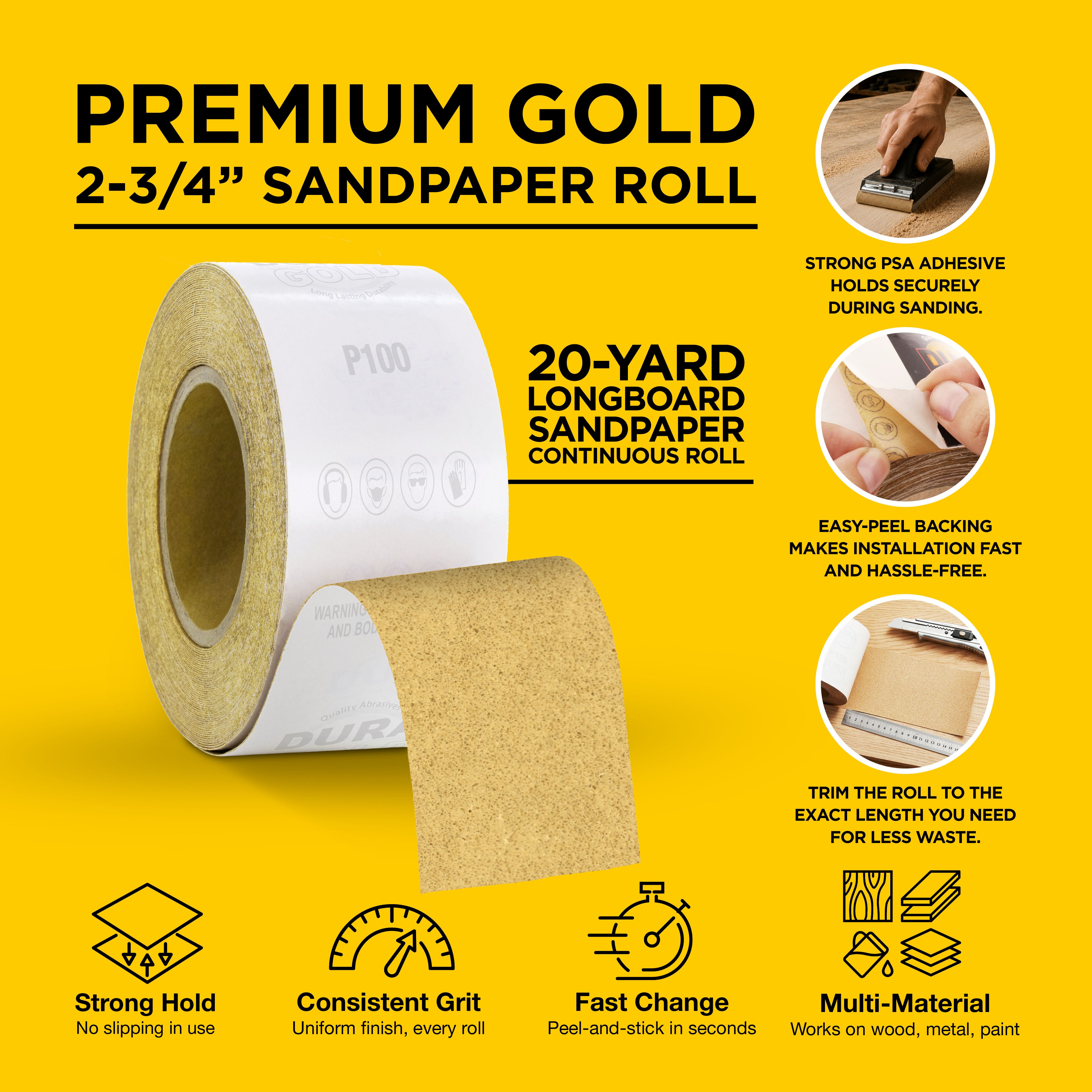 80 Grit Longboard Continuous Sandpaper Roll 20yds Long x 2-3/4