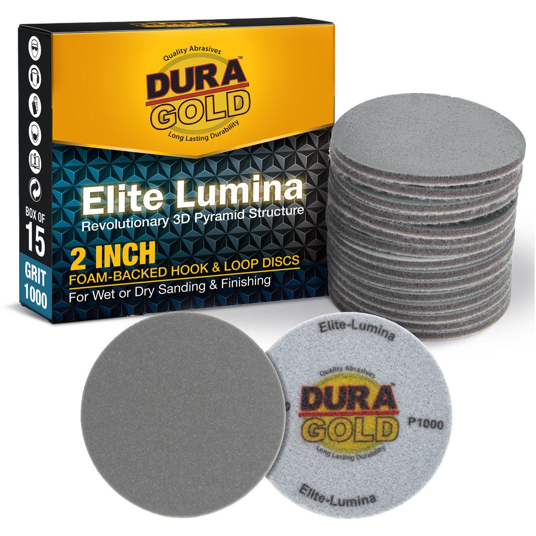 Elite Lumina 2” 1000 Grit Foam Finishing Sanding Discs, Box of 15