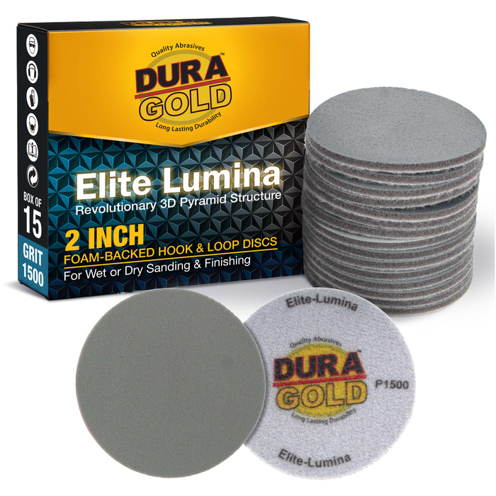 Elite Lumina 2” 1500 Grit Foam Finishing Sanding Discs, Box of 15