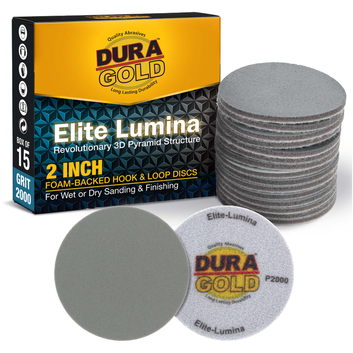 Elite Lumina 2” 2000 Grit Foam Finishing Sanding Discs, Box of 15