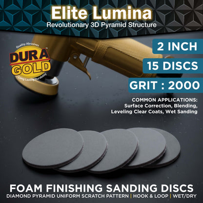Elite Lumina 2” 2000 Grit Foam Finishing Sanding Discs, Box of 15