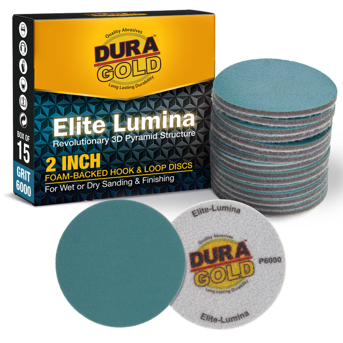 Elite Lumina 2” 6000 Grit Foam Finishing Sanding Discs, Box of 15