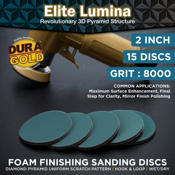 Elite Lumina 2” 8000 Grit Foam Finishing Sanding Discs, Box of 15