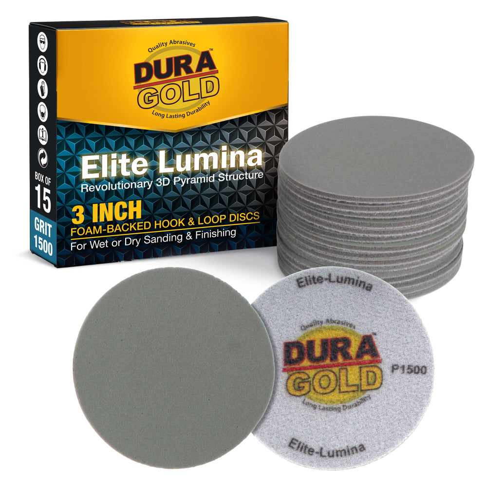 Elite Lumina 3” 1500 Grit Foam Finishing Sanding Discs, Box of 15