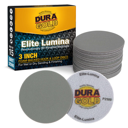 Elite Lumina 3” 2500 Grit Foam Finishing Sanding Discs, Box of 15