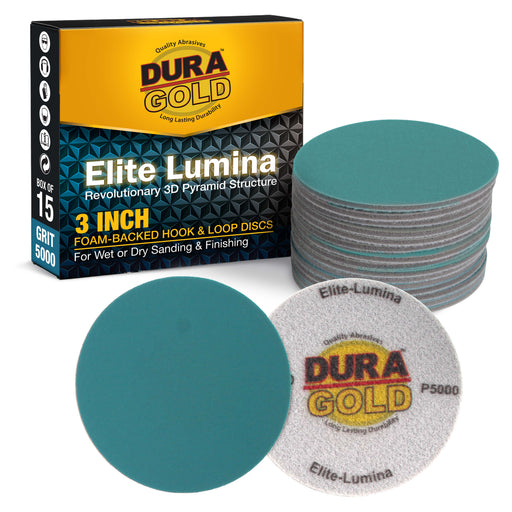 Elite Lumina 3” 5000 Grit Foam Finishing Sanding Discs, Box of 15
