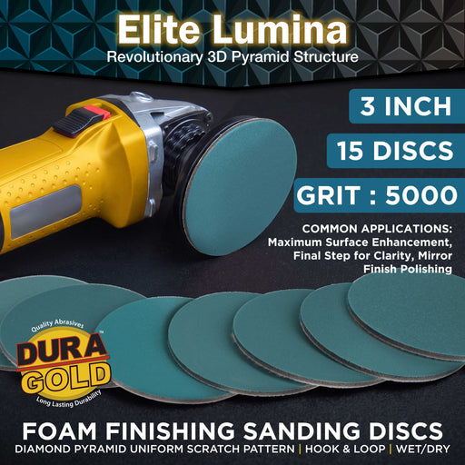 Elite Lumina 3” 5000 Grit Foam Finishing Sanding Discs, Box of 15