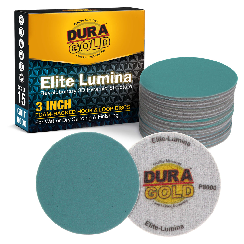 Elite Lumina 3” 8000 Grit Foam Finishing Sanding Discs, Box of 15