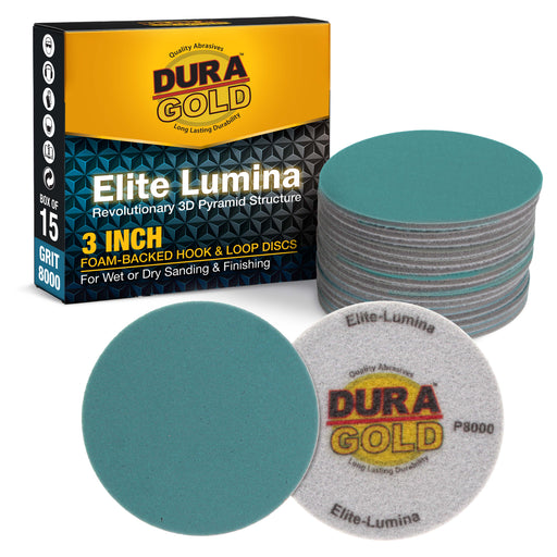 Elite Lumina 3” 8000 Grit Foam Finishing Sanding Discs, Box of 15